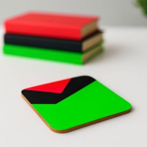 Posavasos artístico diseño verde líneas