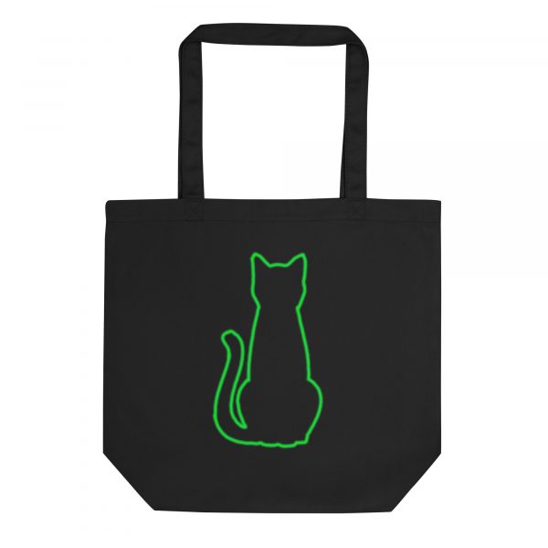 Bolso de tela ecológico con ilustración de un gato sentado, de estilo artístico