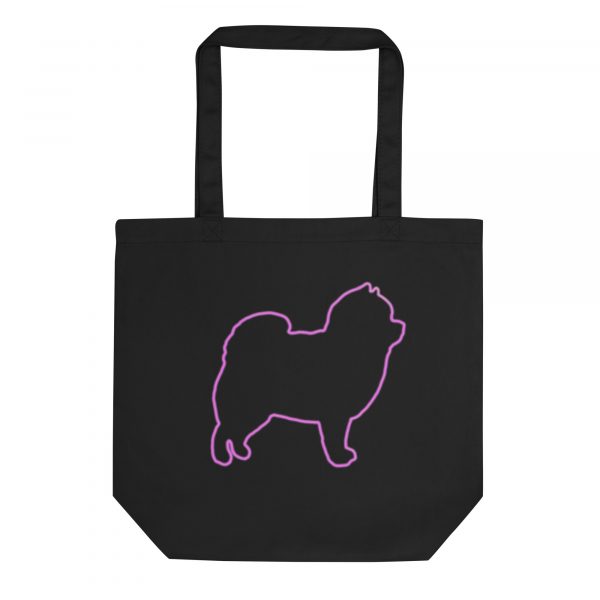 Bolso de tela con ilustración artística de un perro pomeraní en tonos morados
