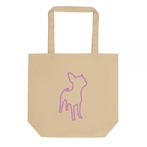 Bolso de algodón ecológico con silueta artística de un chihuahua en color llamativo