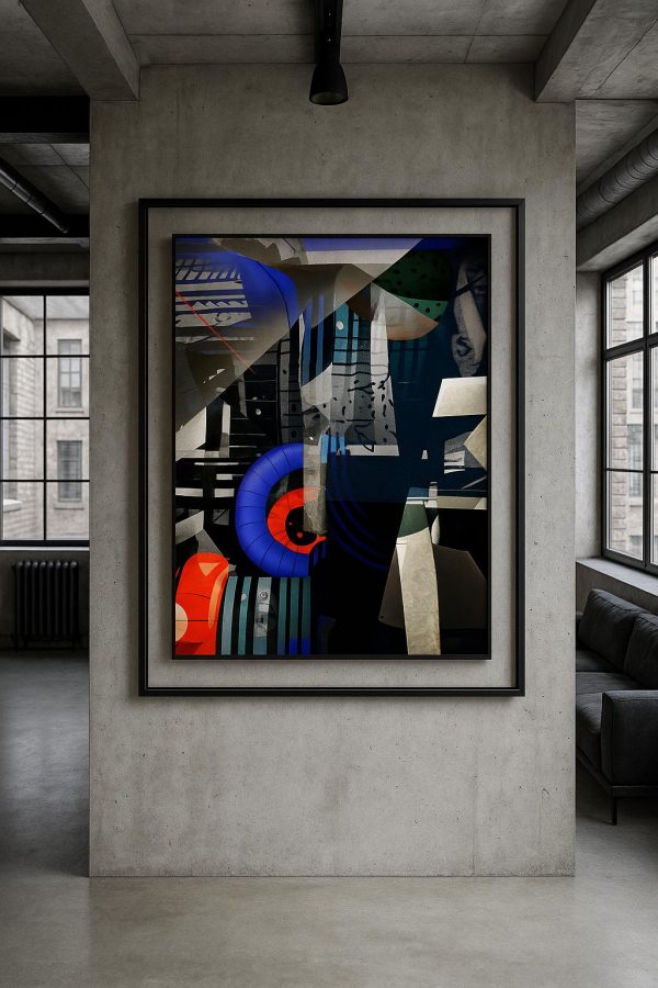 Arte digital ciudad caótica, lámina urbana abstracta contemporánea
