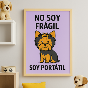 Ilustración digital de un Yorkshire Terrier sobre fondo lila – lámina descargable