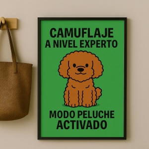 Ilustración digital de un Chihuahua amarillo sobre fondo rosa – lámina descargable