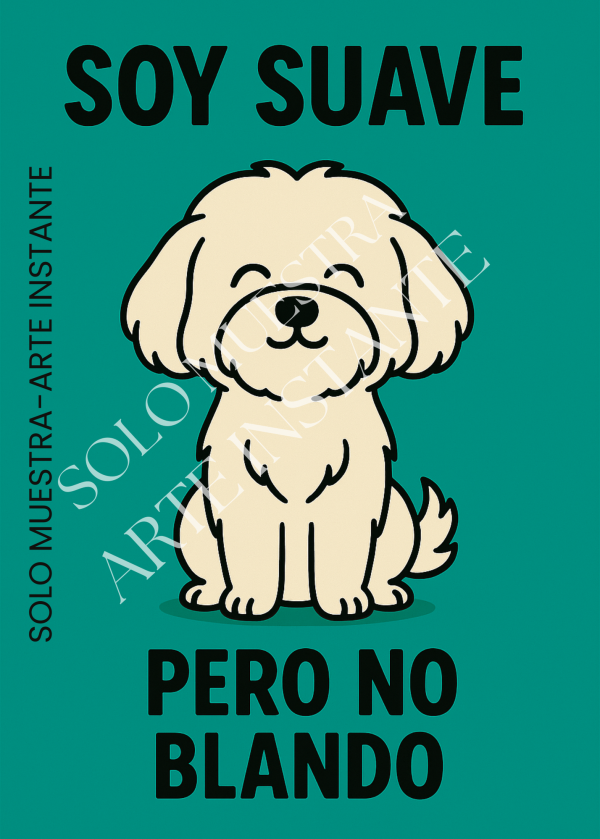 Ilustración digital de perro pequeño peludo con fondo verde – lámina decorativa descargable