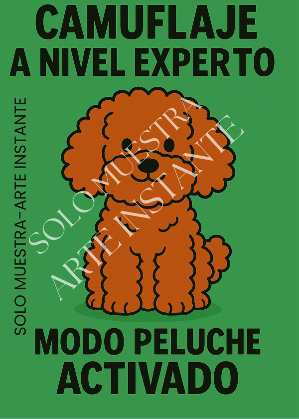 Ilustración digital de un caniche marrón sobre fondo verde – lámina decorativa descargable