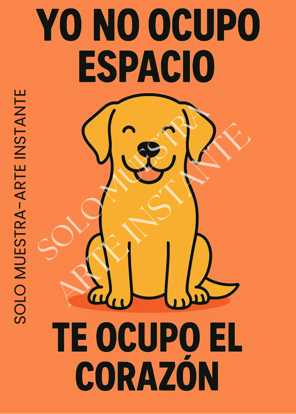 Ilustración digital de un perro Labrador amarillo sobre fondo naranja – lámina descargable